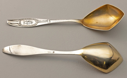 Jugendstil German Silver Serving Spoons (Pair) - Lazurus Posen